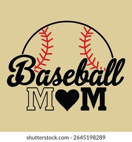 Stylish Baseball Mom Cursive Design with Heart Accent Mug
