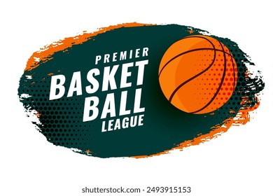 stylish basketball premier league background with grungy effect vector