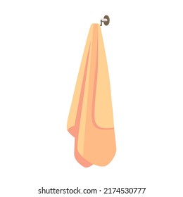Baño elegante y toallas de cocina kit de icono plano. Tejidos de dibujos animados colgados en la ilustración vectorial de ganchos, rodados y doblados