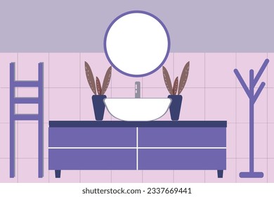 Stylish bathroom interior design. Equipment and items for interior decoration