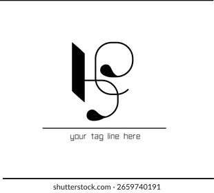 Logotipo BE elegante - Vetor de emblema de caligrafia B e E sobreposto