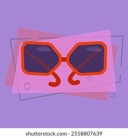 Stylish beach sunglasses. Spectacles with orange frame and blue shades. Vector illustration can be used for topics like vacation, sun, accessory, fashion