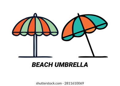 Stylish beach umbrella illustration offering relaxing coastal shade perfect for summer resorts travel designs and holiday graphics