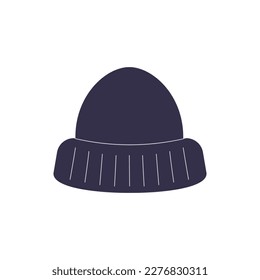 Stylish beanie hat. Casual wool knitted headwear, fashion accessory isolated white background. Vector cartoon illustration