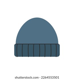 Stylish beanie hat. Fashion casual wool knitted headwear isolated on white background. Vector cartoon illustration