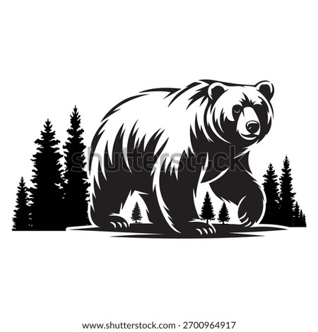 Stylish bear T-shirt design featuring a wild animal illustration, vintage outdoor adventure theme, nature and wildlife art, perfect for hikers, campers, and nature lovers apparel