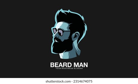 Stylish beard man logo barber shop concept vector template