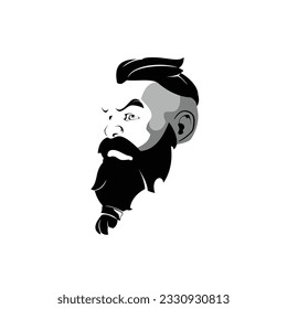 stylish bearded man face silhouette 02