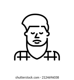 Stylish bearded man profile picture. Pixel perfect, editable stroke icon