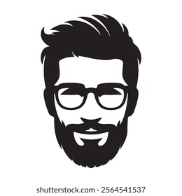 Stylish Bearded Man Side View Profile Silhouette Vector Illustration Isolated on a White Background