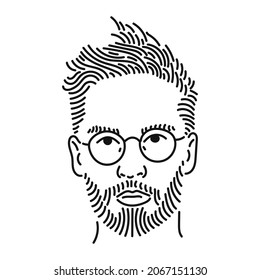 stylish bearded man wearing round glasses