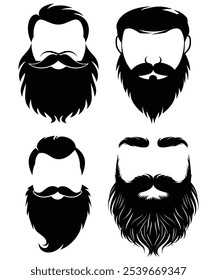 Stylish Bearded Men Faces: Hipster Haircuts Collection