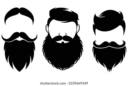 Stylish Bearded Men Faces: Hipster Haircuts Collection