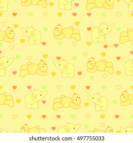 Stylish beautiful baby seamless pattern with hippo and elephant. Children's decoration texture. Template for design fabric, backgrounds, wrapping paper, package, covers, cards, invitations.