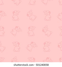 Stylish beautiful baby seamless pattern with rabbits. Children's decoration texture. Template for design fabric, backgrounds, wrapping paper, package, covers, cards, invitations.