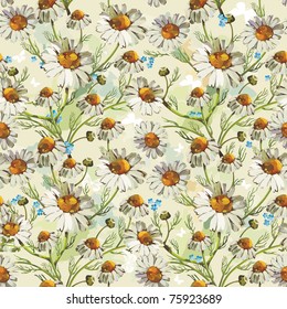 Stylish beautiful bright floral seamless pattern. Abstract Elegance vector illustration texture with daisywheels.