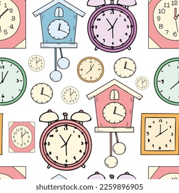 Diseño hermoso y colorido patrón vectorial de reloj. Tiempo, vigilancia, horario, negocios, gestión, plan, trabajo y concepto de urgencia. Ilustración del vector
