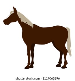 Stylish, beautiful, horse. Pet, horse riding, equestrian sport, wild horse, speed, competition, horse racing. Thoroughbred, purebred. Modern vector flat design image isolated on white background.