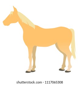 Stylish, beautiful, horse. Pet, horse riding, equestrian sport, wild horse, speed, competition, horse racing. Thoroughbred, purebred. Modern vector flat design image isolated on white background.