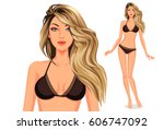 Stylish beautiful model standing with cool blonde hair