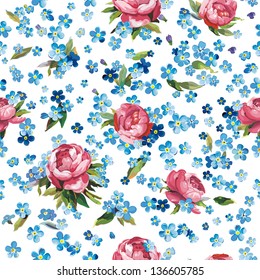 Stylish beautiful ornamental vector illustration texture with forget-me-not