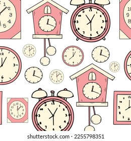 Diseño bonito y elegante patrón vectorial de reloj rosa. Tiempo, vigilancia, horario, negocios, gestión, plan, trabajo y concepto de urgencia. Ilustración del vector