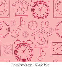 Diseño bonito y elegante patrón vectorial de reloj rosa. Tiempo, vigilancia, horario, negocios, gestión, plan, trabajo y concepto de urgencia. Ilustración del vector