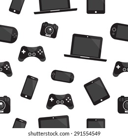 Stylish beautiful tech icons. Seamless pattern