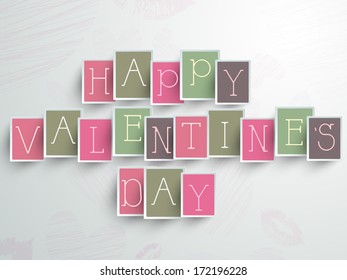 Stylish beautiful text Happy Valentines Day on grey background. 