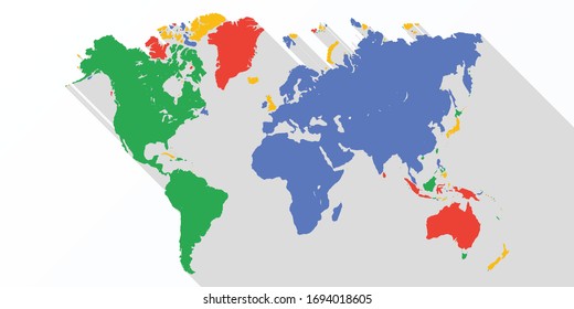 Diseño de mapas del mundo elegante y bello hace color a Google