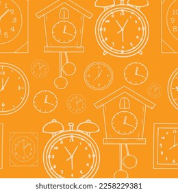 Stylish beautiful yellow clock vector pattern. Time, watch, schedule, business, management, plan, work and urgency concept. Vector illustration