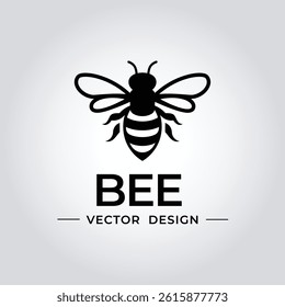 Stylish Bee Logo in Vector – Black Minimalist Insect Emblem for Skincare Branding, Organic Goods, and Natural Product Packaging