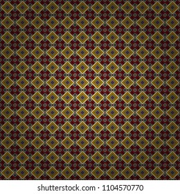 Stylish beige, red and brown texture. Vector abstract geometric background. Seamless pattern with rhombus and polygons forming abstract wallpaper.