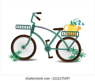 Stylish bicycle with a basket. Vector illustration.
Stylish