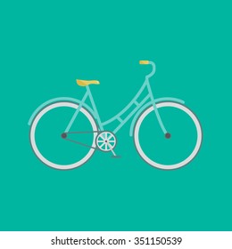 Stylish bicycle. Minimalistic flat bicycle illustration. Retro Illustration Bicycle. Vector modern flat illustration of stylish bicycle on green background isolated.