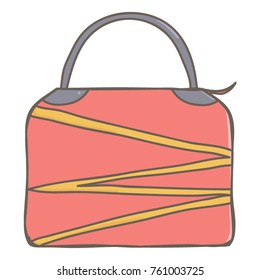 Stylish big female business bag in pink color, isolated vector cartoon on white background