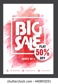 Stylish Big Sale Flyer, Flat Discount Up to 50% Off, Vector Sale Illustration.