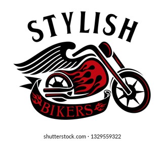 Stylish bikers t-shirt and apparel abstract design. Vector print, typography, poster. Global swatches. - Vetorial