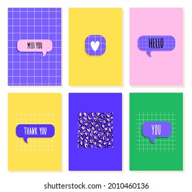 Stylish birthday cards in trendy style. Vector stock illustration