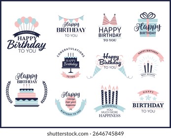 Stylish birthday celebration logo banner set