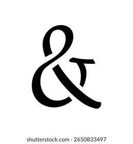 A stylish black ampersand symbol, perfect for typography, design projects, wedding invitations, or conjunctional themes.