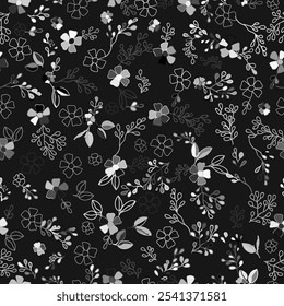 A stylish black background, beautifully adorned with intricate floral designs in various shades of gray