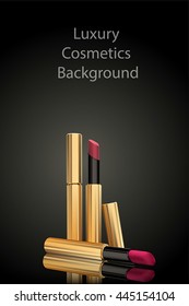 Stylish black background with lipstick.