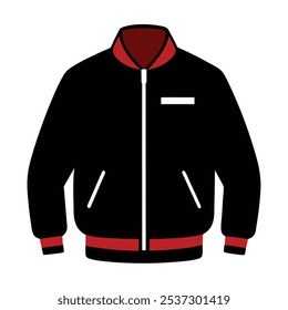 Stylish Black Bomber Jacket Vector Illustration - Perfect for Fashion Designs