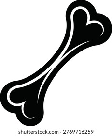 Stylish black bone icon with heart shaped end