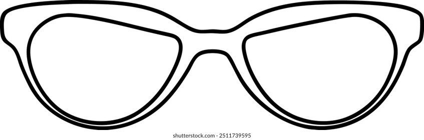 Stylish Black Cat Eye Glasses Silhouette on White Background for Fashion and Accessories Design