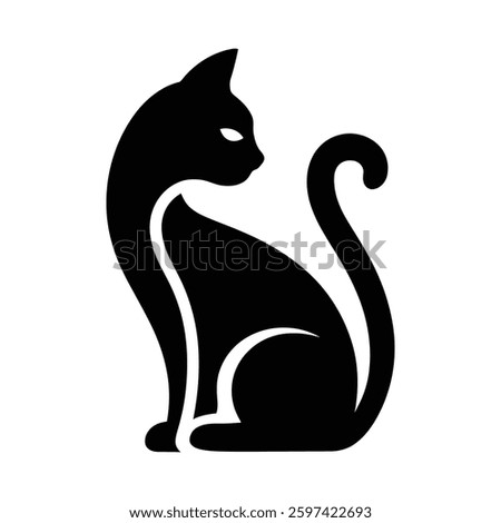 Stylish Black Cat Silhouette Vector Graphic, Cat icon, Cat logo, Cat vector silhouette.
