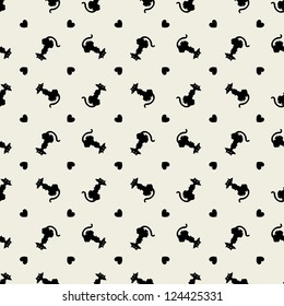 Stylish black cats pattern. Vector illustration