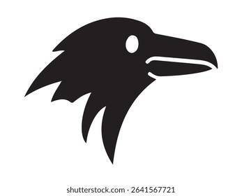 Stylish black crow head silhouette
