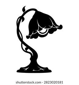 Stylish black desk lamp featuring a curved stem and a classic shade, ideal for reading or decorative purposes in modern or vintage interiors.